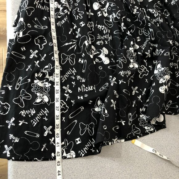 Disney Minnie & Mickey Mouse Print Sleeveless Dress Women 16 Black White Fit Fla - Picture 13 of 13